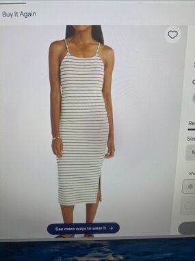 Gilli Karlie Fitted Dress Off-White Striped Spaghetti- Strap Midi Dress